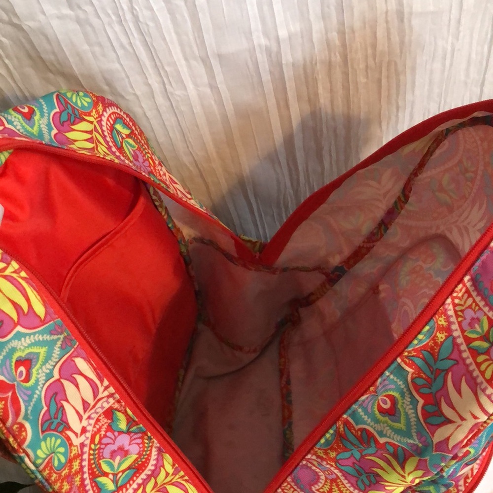 VERA BRADLEY Iconic Campus Floating Garden SZ XL triple zip canvas tropical - Picture 9 of 16